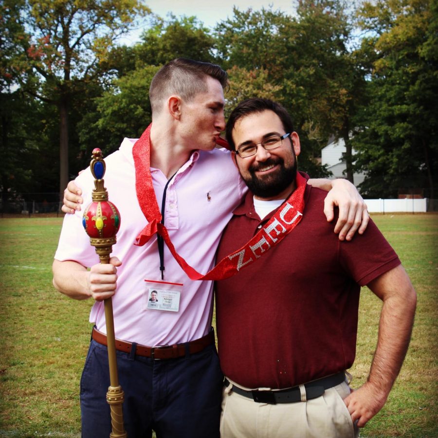 Interim Student Council Advisers posed humorously on camera-Mr. Nyfenger (left) and Mr. Lax (right)